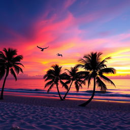 Imagine a beautiful sunset over a serene beach