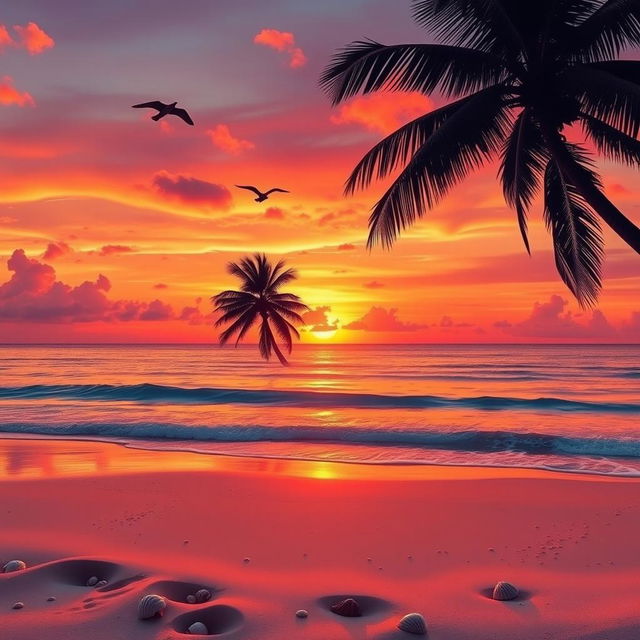 Imagine a beautiful sunset over a serene beach