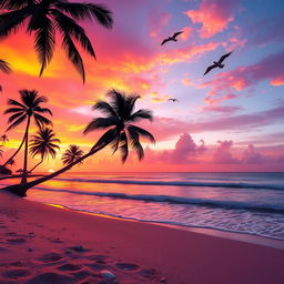 Imagine a beautiful sunset over a serene beach