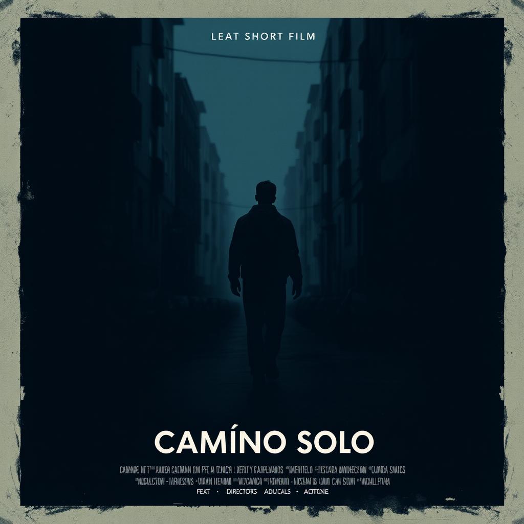 Create a vertical movie poster for a short film titled "Camino Solo"