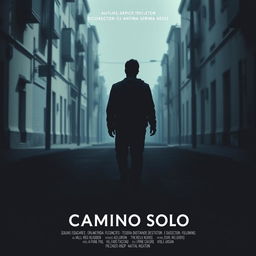 Create a vertical movie poster for a short film titled "Camino Solo"