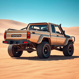 A conceptual off-road pickup truck inspired by the 2000-2005 Land Cruiser 100, blending rugged terrain capability with classic design elements