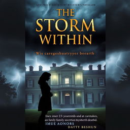 A captivating cover for a mystery/thriller book titled "The Storm Within"