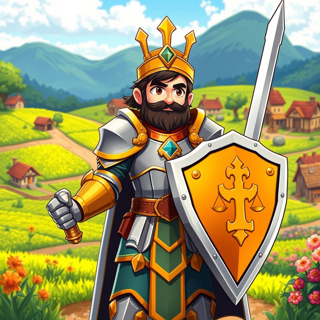 A paladin character designed in the vibrant and charming style of Stardew Valley