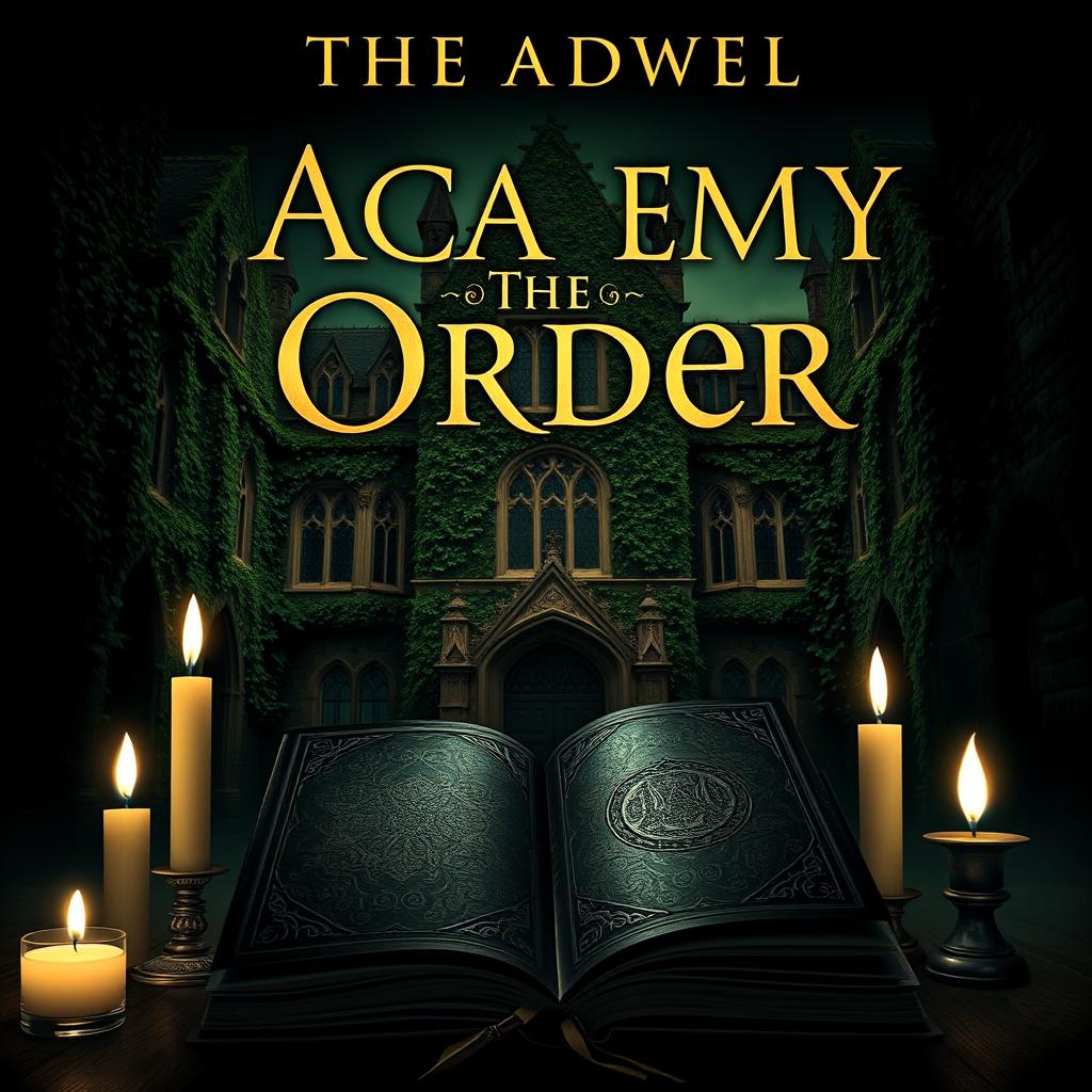 A dark academia book cover for a novel titled 'The Order'