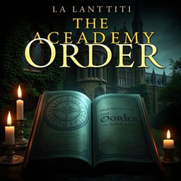 A dark academia book cover for a novel titled 'The Order'