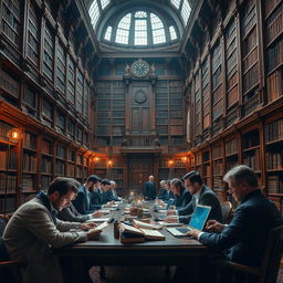 A secret society of highly intellectual people dedicated to protecting knowledge in a large, old building set in modern times