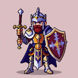 A pixel art character of a paladin in the style of Stardew Valley