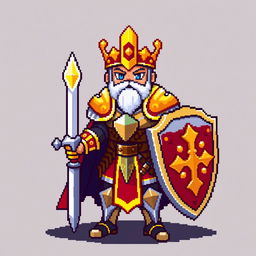 A pixel art character of a paladin in the style of Stardew Valley