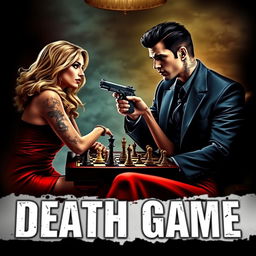 A dark and mysterious book cover for "Death Game", featuring a captivating Mafia scene