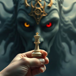 A human holding a chess pawn in their hand, symbolizing strategy and control