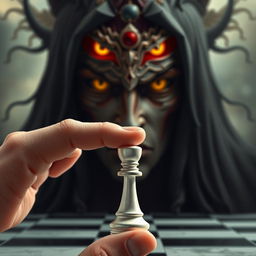 A human holding a chess pawn in their hand, symbolizing strategy and control