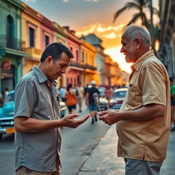 A scene in Cuba illustrating an attempted scam involving a miniature microphone