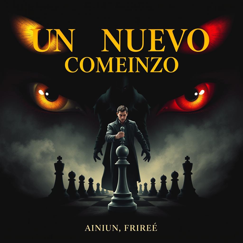 Cover design for "Un Nuevo Comienzo" with a dark and enigmatic background