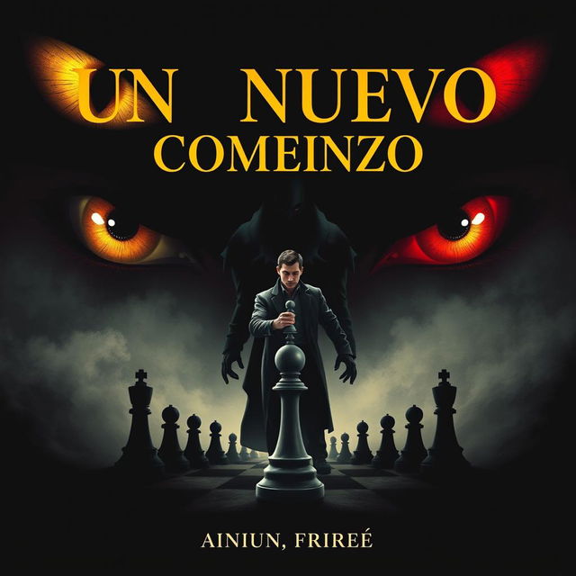 Cover design for "Un Nuevo Comienzo" with a dark and enigmatic background