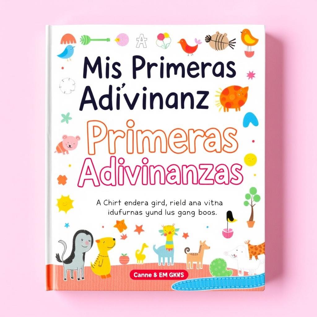 A colorful and creative book cover for a children's book titled "Mis Primeras Adivinanzas