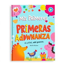 A colorful and creative book cover for a children's book titled "Mis Primeras Adivinanzas