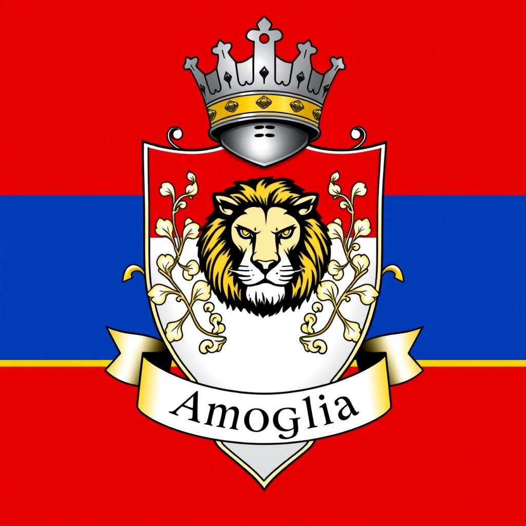 A heraldic crest for the Amoglia family that encapsulates the essence of their heritage and values