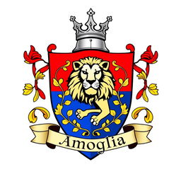 A heraldic crest for the Amoglia family that encapsulates the essence of their heritage and values