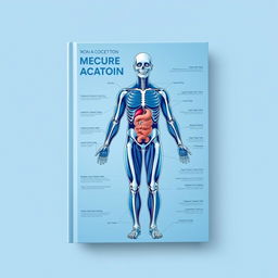 A striking cover design for a medical book, featuring a full human body illustration in a blue-tinted medical chap