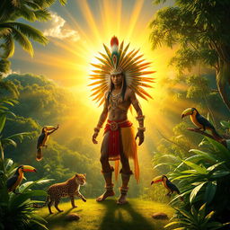 A majestic depiction of Guaraci, the indigenous Brazilian god of the Sun