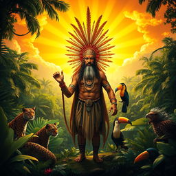 A majestic depiction of Guaraci, the indigenous Brazilian god of the Sun