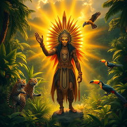 A majestic depiction of Guaraci, the indigenous Brazilian god of the Sun