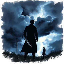 A symbolic representation of betrayal, depicted as a dark and stormy scene with two figures silhouetted in the background