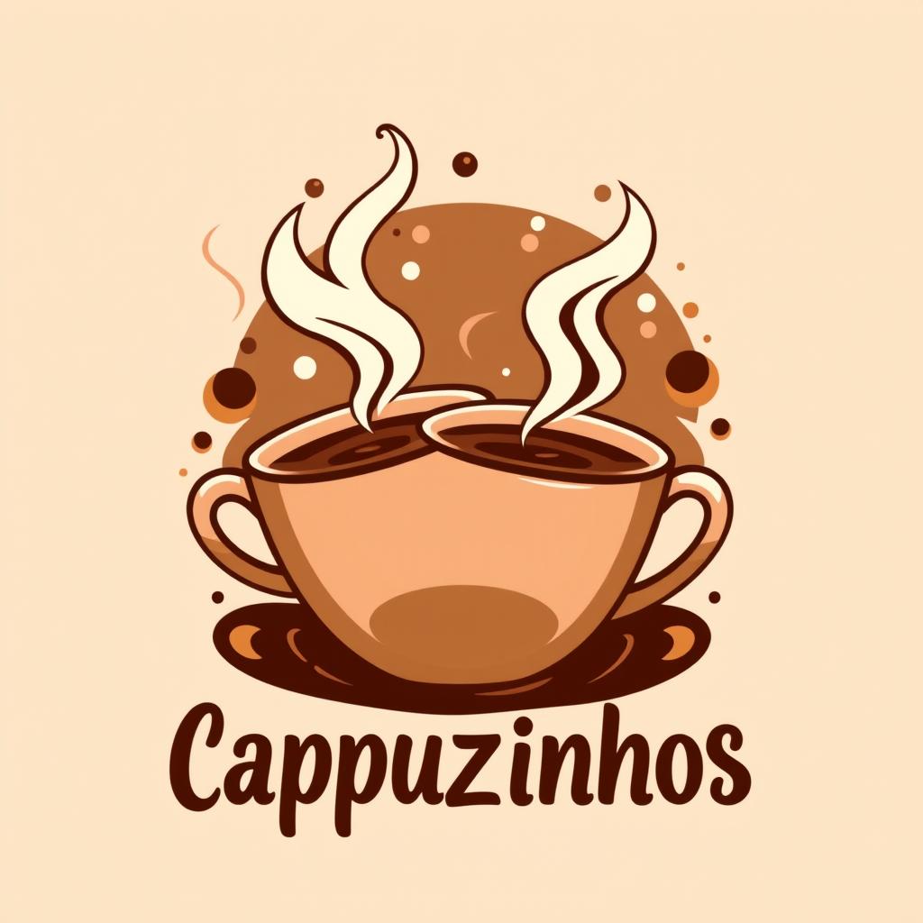 A captivating and artistic logo design for a Discord server named "Cappuzinhos", featuring elements that represent the warmth and camaraderie of a group gathering