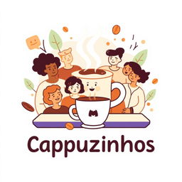 A vibrant and engaging illustration for a Discord server named "Cappuzinhos"