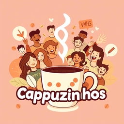 A vibrant and engaging illustration for a Discord server named "Cappuzinhos"