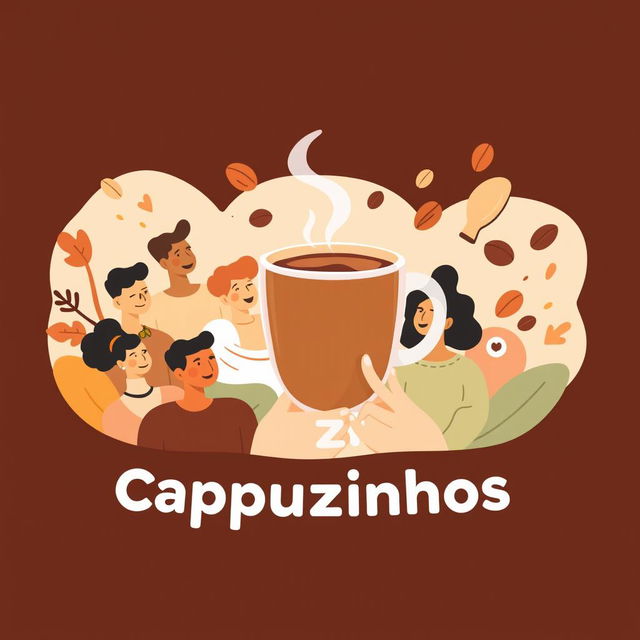 A vibrant and engaging illustration for a Discord server named "Cappuzinhos"