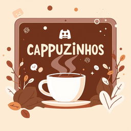 A vibrant and welcoming illustration for a Discord server named "Cappuzinhos"