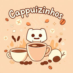 A vibrant and welcoming illustration for a Discord server named "Cappuzinhos"