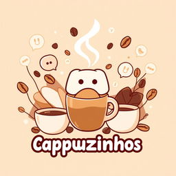 A vibrant and welcoming illustration for a Discord server named "Cappuzinhos"