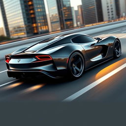 A sleek and futuristic car design that is a seamless blend of a Dodge Viper and a Lamborghini Sesto Elemento, featuring a distinctive side exhaust