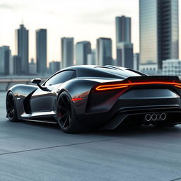 A sleek and futuristic car design that is a seamless blend of a Dodge Viper and a Lamborghini Sesto Elemento, featuring a distinctive side exhaust pipe on the side skirt