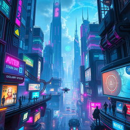 A captivating scene from a science fiction novel set in a futuristic cityscape