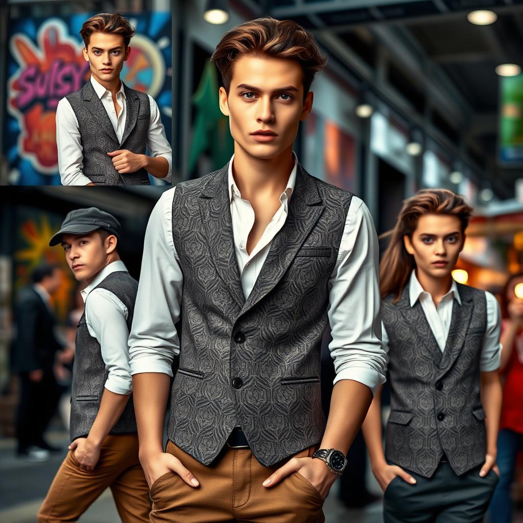 A fashion model wearing a stylish and modern vest