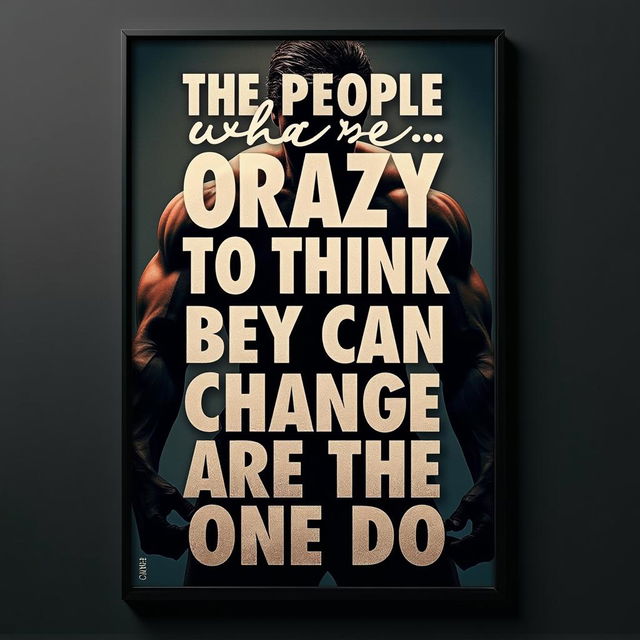 A cinematic motivational poster featuring dominant typography that covers the entire image, showcasing the text: "The people who are crazy enough to think they can change the world are the ones who do