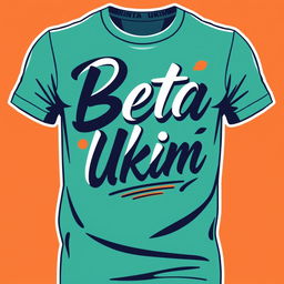 A unique t-shirt design prominently featuring the phrase "Beta Ukim" in stylish, bold lettering