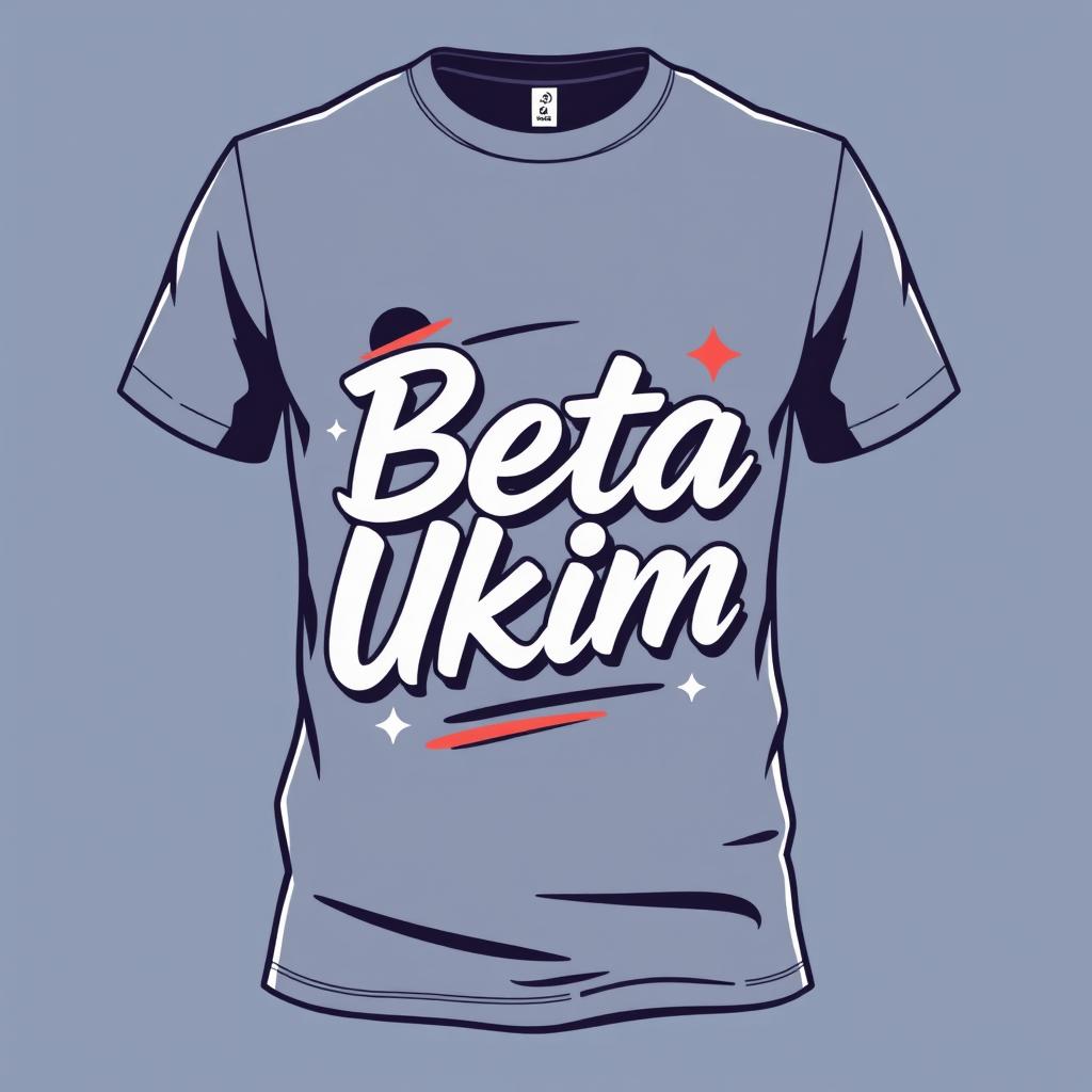 A unique t-shirt design prominently featuring the phrase "Beta Ukim" in stylish, bold lettering