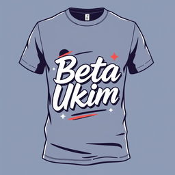 A unique t-shirt design prominently featuring the phrase "Beta Ukim" in stylish, bold lettering