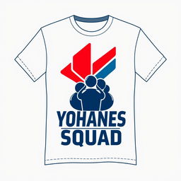 Design a stylish T-shirt for the Yohanes Squad, featuring a bold and dynamic logo that embodies strength and unity