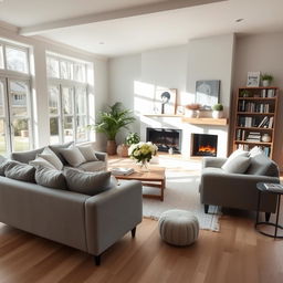 A warm and inviting living room with modern Scandinavian decor