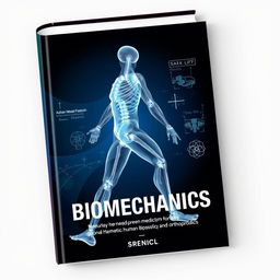 A visually engaging book cover focusing on the interplay between medicine, human biomechanics, and orthopedics