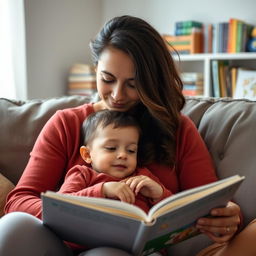 A single mom with her one child, enjoying a peaceful evening at home