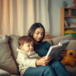 A single mom with her one child, enjoying a peaceful evening at home