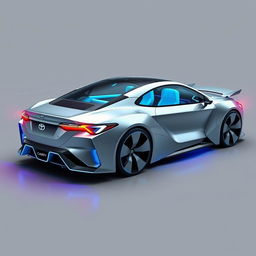 Futuristic reimagining of a 1991 Toyota Camry, transformed into a sleek, modern concept car