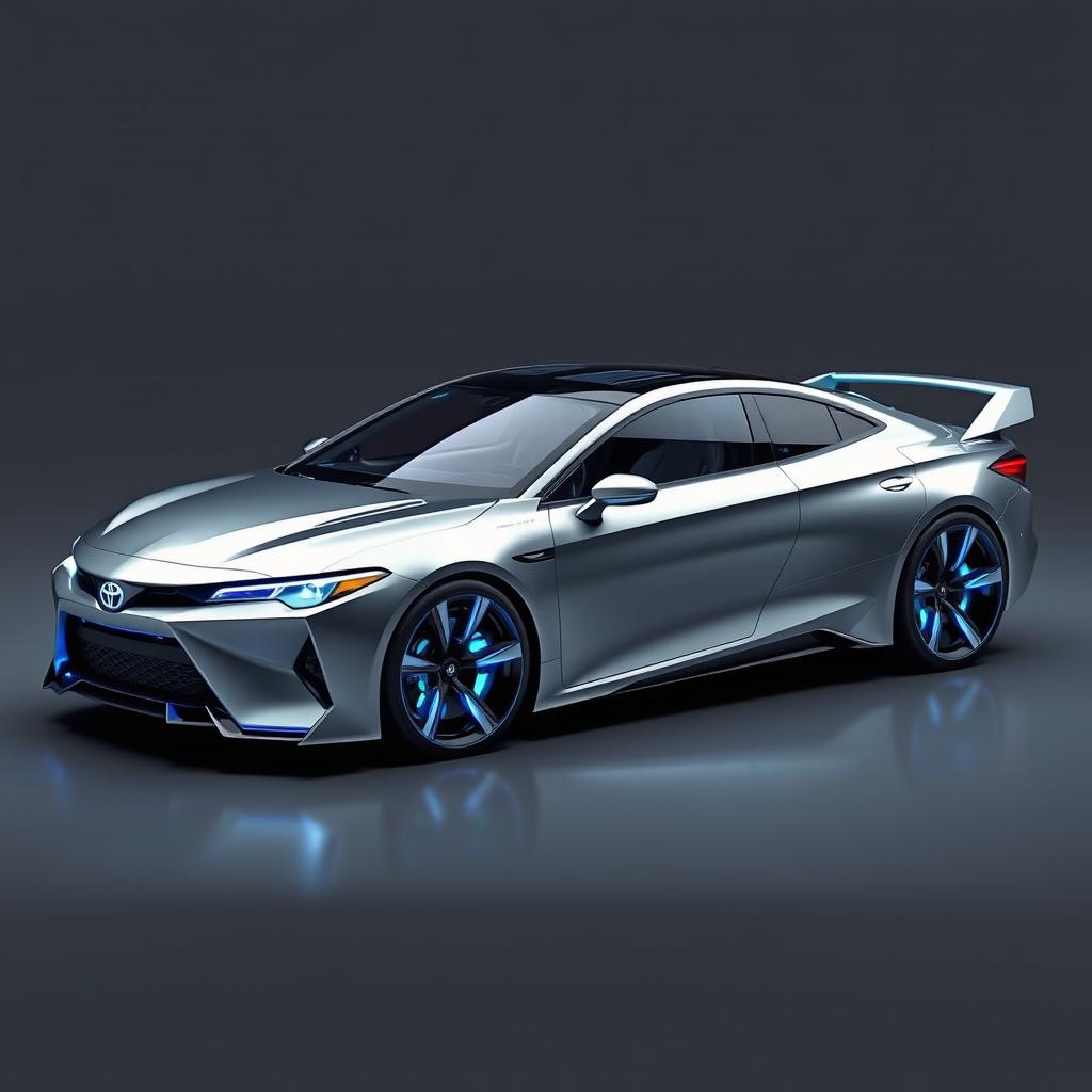 Futuristic reimagining of a 1991 Toyota Camry, transformed into a sleek, modern concept car